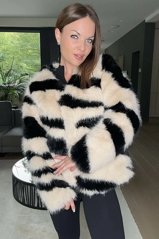 Iconic műszőrme, fekete-bézs mintás