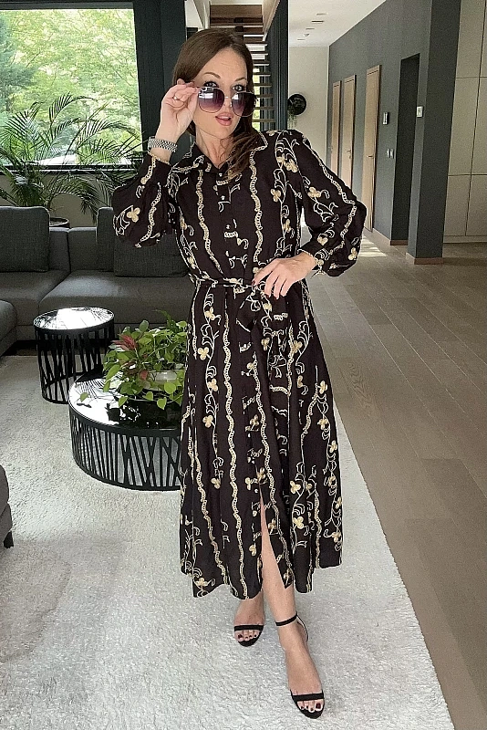 Fekete maxi ingruha arany hímzéssel