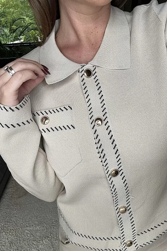 Auren galléros kötött felső, bézs