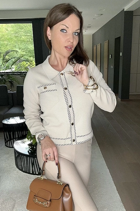 Auren galléros kötött felső, bézs