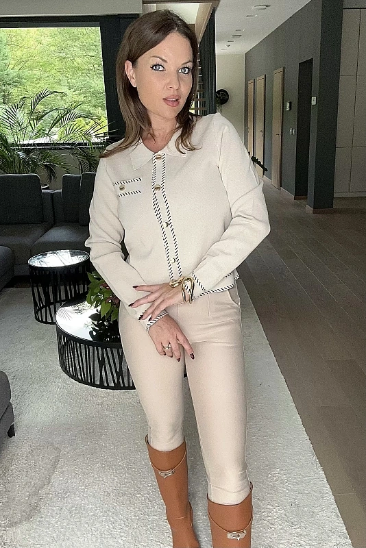 Auren galléros kötött felső, bézs